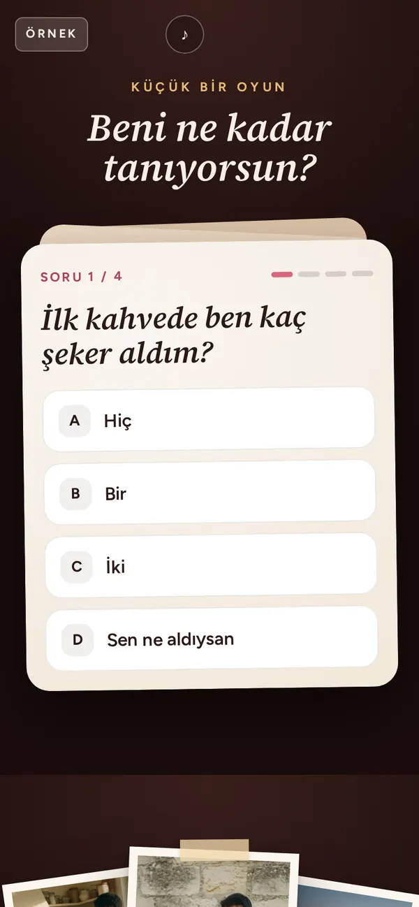 Beni ne kadar tanıyorsun: dört şıklı bir soru.