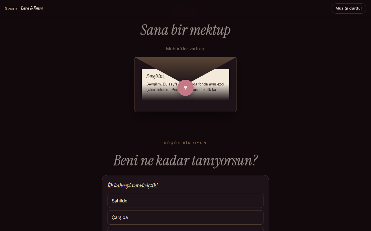 Mühürlü zarf: Sana bir mektup.