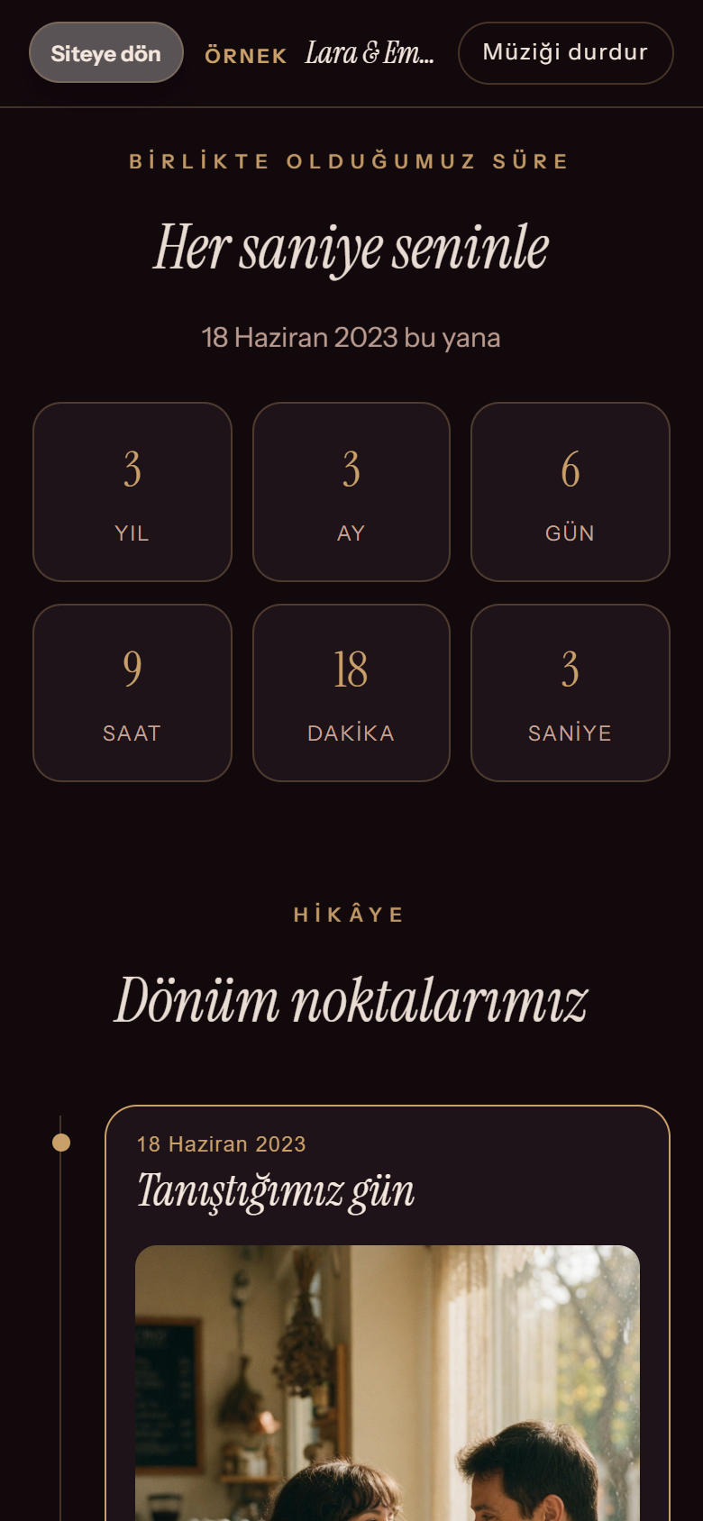 Telefonda birlikte olunan sürenin yıl, ay, gün, saat, dakika ve saniye kutuları.